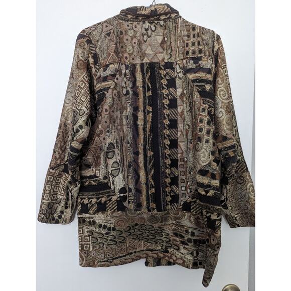 Vintage Leoniak Metallic Retro Knit Oversized Sweater Jacket Womens Size M - Picture 3 of 11